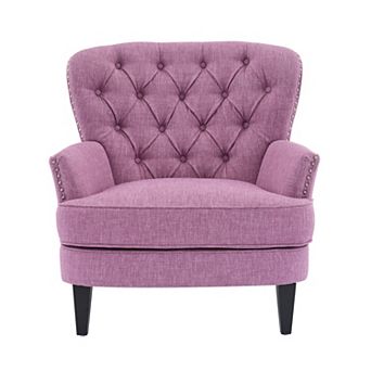 Mirod Vintage-Inspired Upholstered Lounge Chair with Nailhead Trim