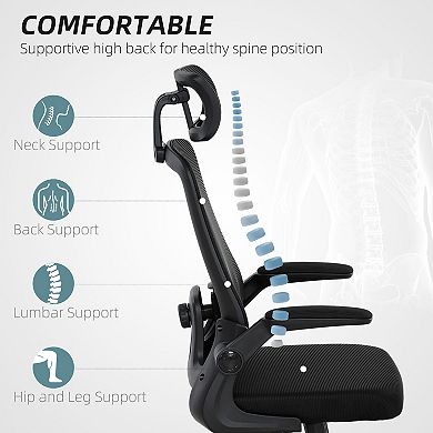 HOMCOM Ergonomic Office Chair, Mesh Desk Chair with Lumbar Support