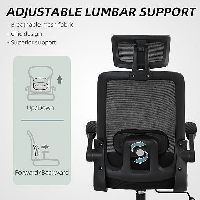 HOMCOM Ergonomic Office Chair, Mesh Desk Chair with Lumbar Support