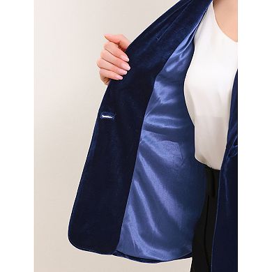 Velvet Blazer for Women's Shawl Collared Long Sleeve Botton Down Business Cocktail Suit Jackets