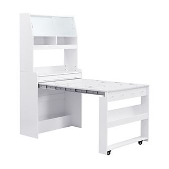 Merax Buffet with Hutch and Foldable Dining Table, Multifunctional Cupboard with Storage Shelf