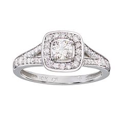 Cherish Always Round-Cut Diamond Frame Engagement Ring in 10k White Gold (3\/4 ct. T.W.) by