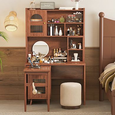 Merax Computer Desk with 90 Degree Rotating Desktop