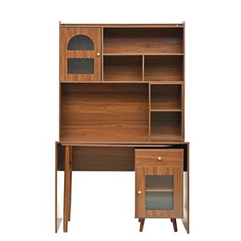 Merax Computer Desk with 90 Degree Rotating Desktop