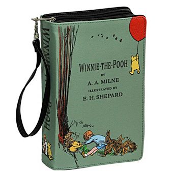 Green Vinyl Winnie The Pooh Book Handbag Novelty Clutch Purse Crossbody Bag A.a. Milne