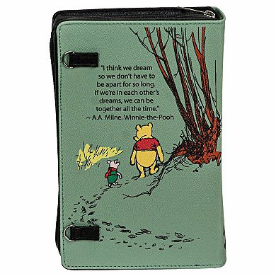 Green Vinyl Winnie The Pooh Book Handbag Novelty Clutch Purse Crossbody Bag A.a. Milne