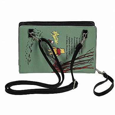 Green Vinyl Winnie The Pooh Book Handbag Novelty Clutch Purse Crossbody Bag A.a. Milne