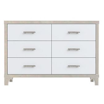 Merax Elegant High Gloss Dresser with Metal Handle,Mirrored Storage Cabinet with 6 Drawers