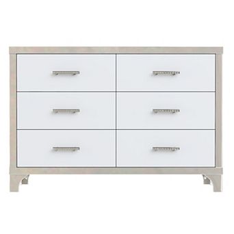 Merax Elegant High Gloss Dresser with Metal Handle,Mirrored Storage Cabinet with 6 Drawers