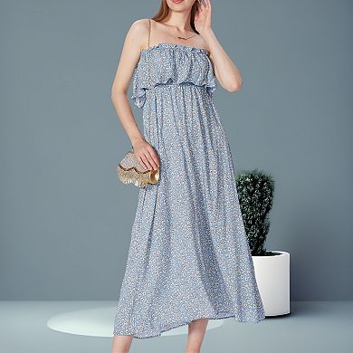 Women's Tube Layered Floral Print Dress