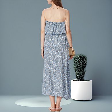 Women's Tube Layered Floral Print Dress