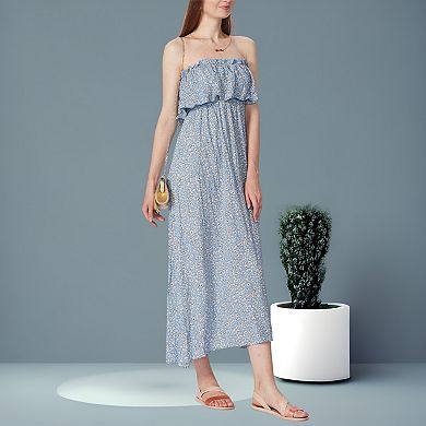 Women's Tube Layered Floral Print Dress