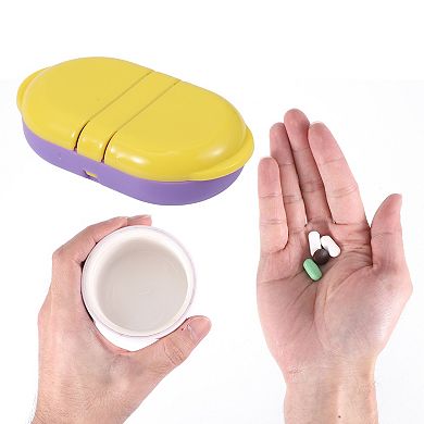 Durable Flip Up 2 Compartment Pill Case for Travel 1 Pc