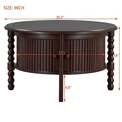 Merax Vintage Round Coffee Table with Storage in 30.3" for Living Room, Mid Century Modern Cocktail
