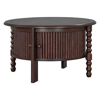 Merax Vintage Round Coffee Table with Storage in 30.3" for Living Room, Mid Century Modern Cocktail
