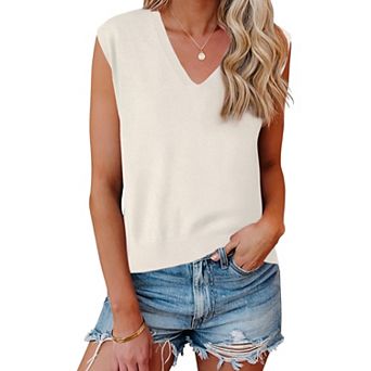 Women's Sweater Vest V Neck Sleeveless Uniform Classic Knitted Pullover Tops