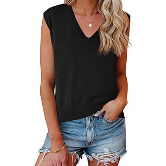 Women's Sweater Vest V Neck Sleeveless Uniform Classic Knitted Pullover Tops