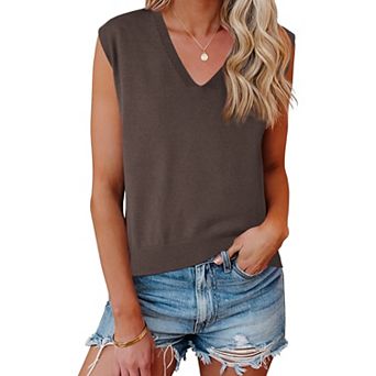 Women's Sweater Vest V Neck Sleeveless Uniform Classic Knitted Pullover Tops