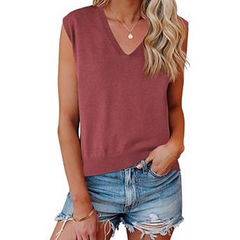 Women's Sweater Vest V Neck Sleeveless Uniform Classic Knitted Pullover Tops