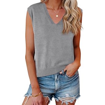 Women's Sweater Vest V Neck Sleeveless Uniform Classic Knitted Pullover Tops