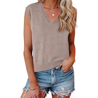 Women's Sweater Vest V Neck Sleeveless Uniform Classic Knitted Pullover Tops