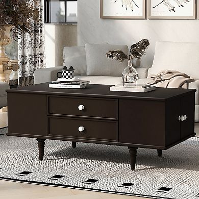 Merax Modern Rectangle Coffee Table with Four Drawers