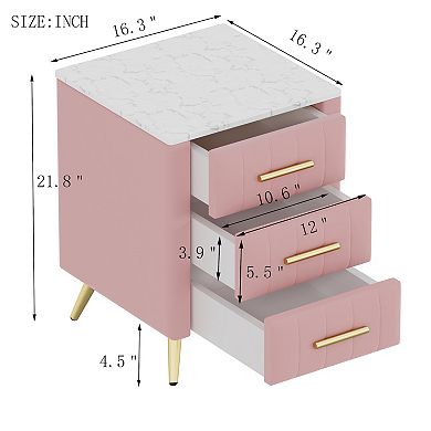 Merax Upholstered Wooden Nightstand with 3 Drawers