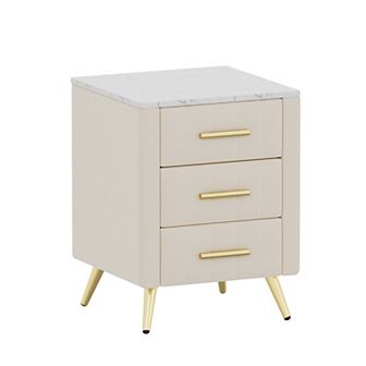 Merax Upholstered Wooden Nightstand with 3 Drawers
