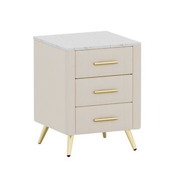 Merax Upholstered Wooden Nightstand with 3 Drawers