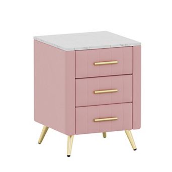 Merax Upholstered Wooden Nightstand with 3 Drawers