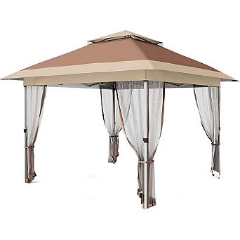 Pop Up Gazebo, 12x12 Outdoor Canopy Tent with Mosquito Netting, Pop Up Canopy Tent with Curtains