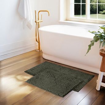 Home Collection 2 pc Ultra Soft Chenille Bath Mat Set