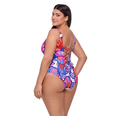 Women's S3 Swim Floral Lace-Up One-Piece Swimsuit