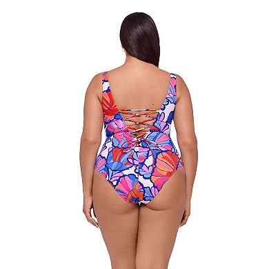 Women's S3 Swim Floral Lace-Up One-Piece Swimsuit