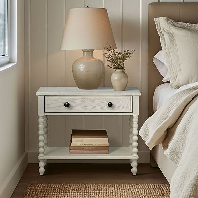 Madison Park Signature Beckett Large Turned Wood Spindle Nightstand with Shelf
