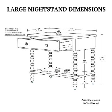 Madison Park Signature Beckett Large Turned Wood Spindle Nightstand with Shelf