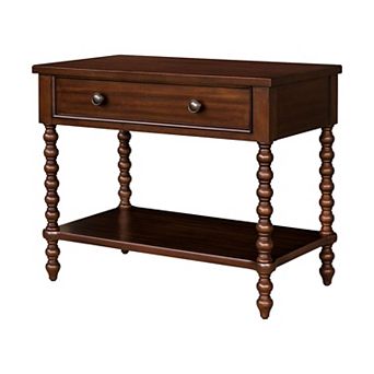 Madison Park Signature Beckett Large Turned Wood Spindle Nightstand with Shelf