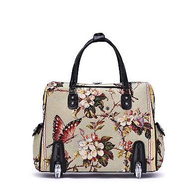 Mellow World Hand-Beaded Butterfly Wheeled Tote Bag