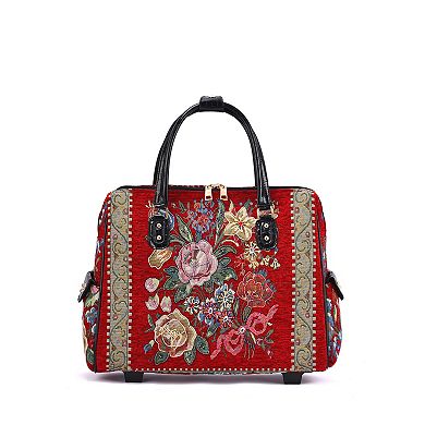 Mellow World Hand-Beaded Flower Shop Wheeled Tote Bag