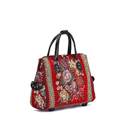 Mellow World Hand-Beaded Flower Shop Wheeled Tote Bag
