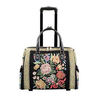 Mellow World Hand-Beaded Flower Shop Wheeled Tote Bag