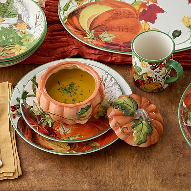 Certified International Harvest Fields Pumpkin Set of 2 Soup Bowls