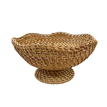 Everyday Decor Rattan Pedestal Bowl Table Decor