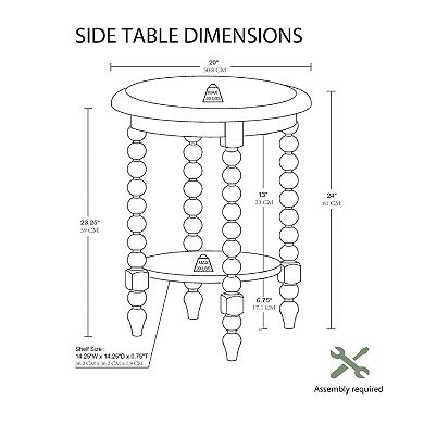 Martha Stewart Philippe Round End Table with Shelf