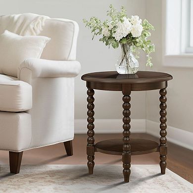 Martha Stewart Philippe Round End Table with Shelf