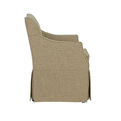 Martha Stewart London Upholstered Skirted Dining Arm Chair with Hidden Casters