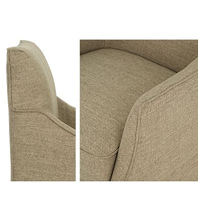 Martha Stewart London Upholstered Skirted Dining Arm Chair with Hidden Casters