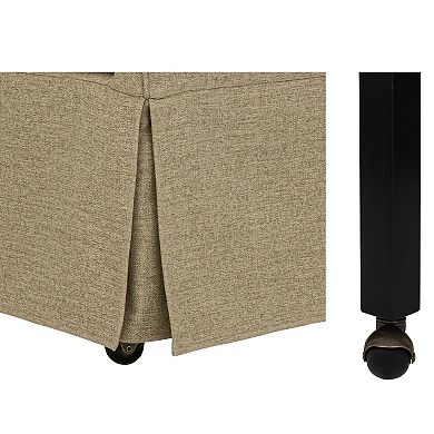 Martha Stewart London Upholstered Skirted Dining Arm Chair with Hidden Casters