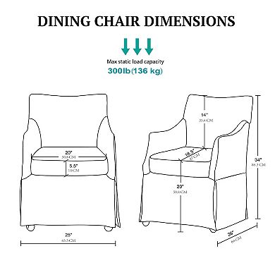 Martha Stewart London Upholstered Skirted Dining Arm Chair with Hidden Casters