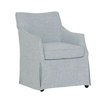 Martha Stewart London Upholstered Skirted Dining Arm Chair with Hidden Casters